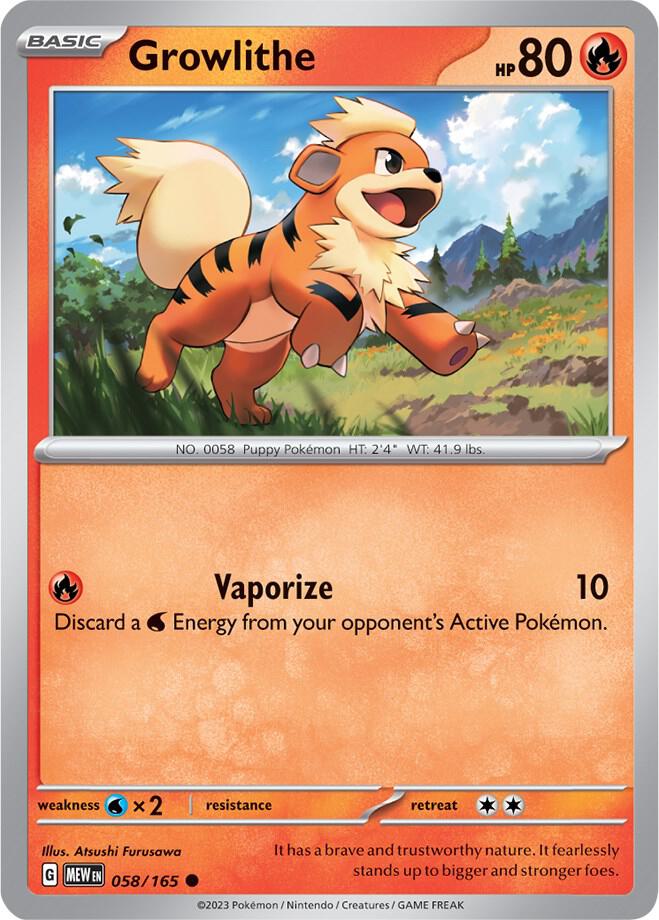 Growlithe Common Regular MEW 058/165 NM