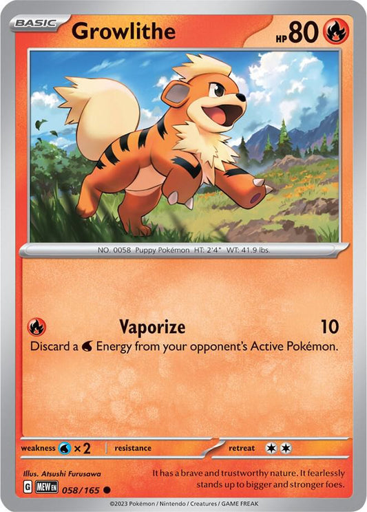 Growlithe Common Regular MEW 058/165 NM