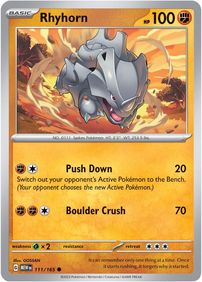 Rhyhorn Common Regular MEW 111/165 NM