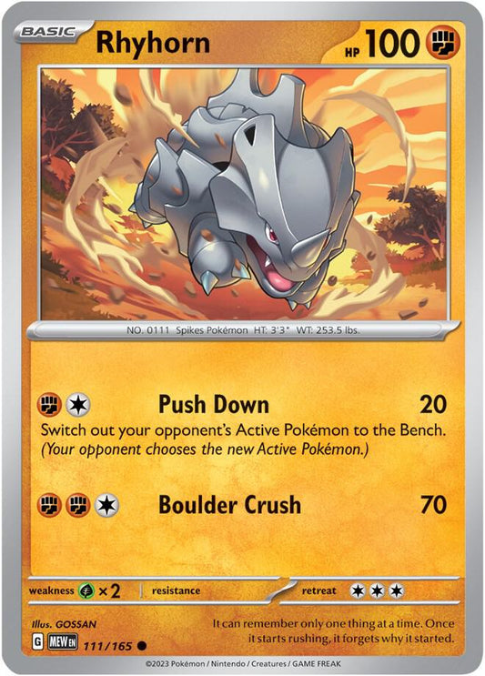 Rhyhorn Common Regular MEW 111/165 NM