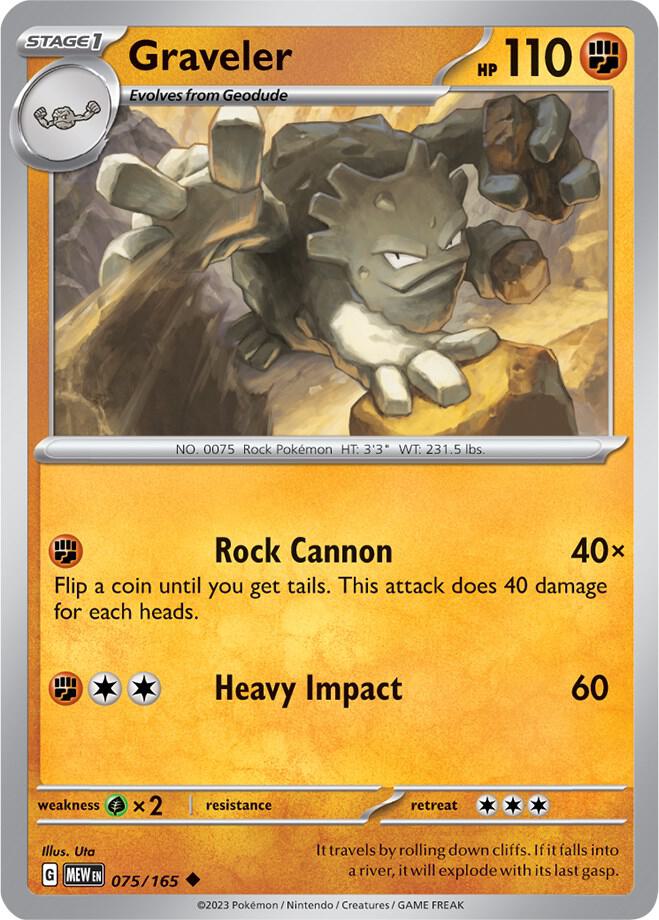 Graveler Uncommon Reverse Holo MEW 075/165 NM