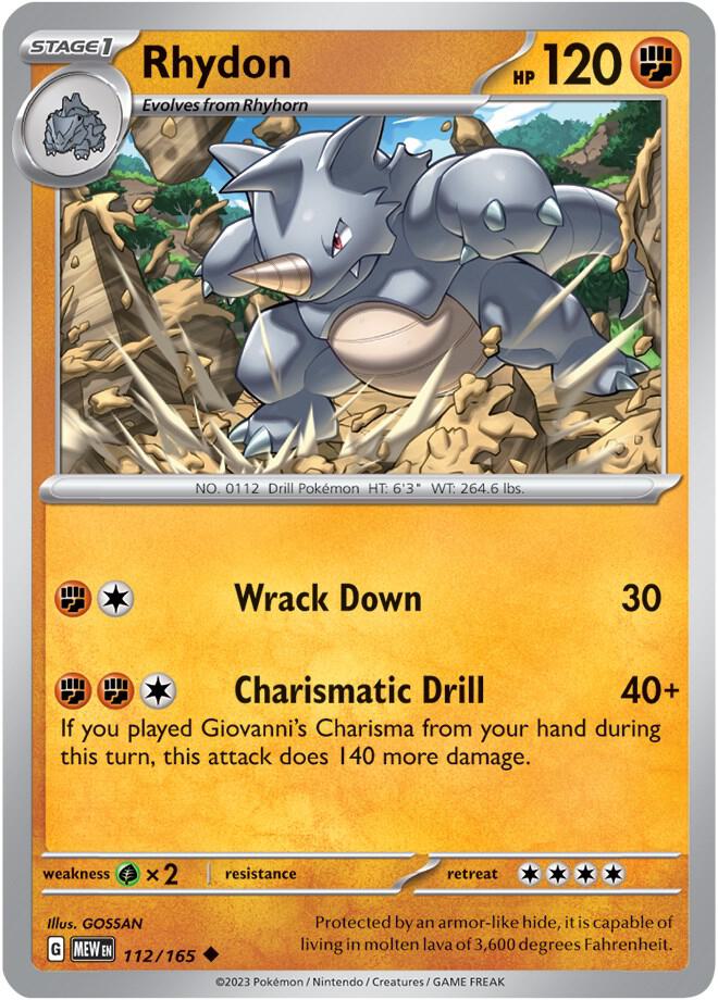 Rhydon Uncommon Regular MEW 112/165 NM