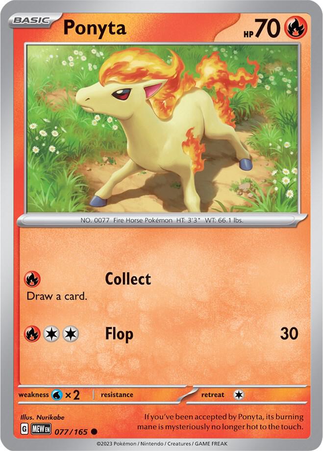 Ponyta Common Regular MEW 077/165 NM