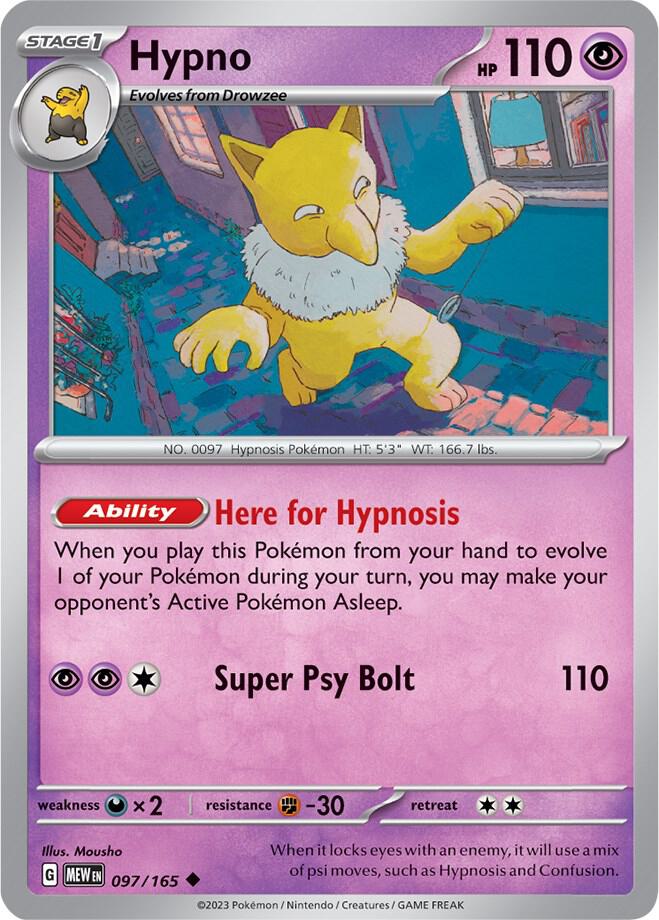 Hypno Uncommon Reverse Holo MEW 097/165 NM
