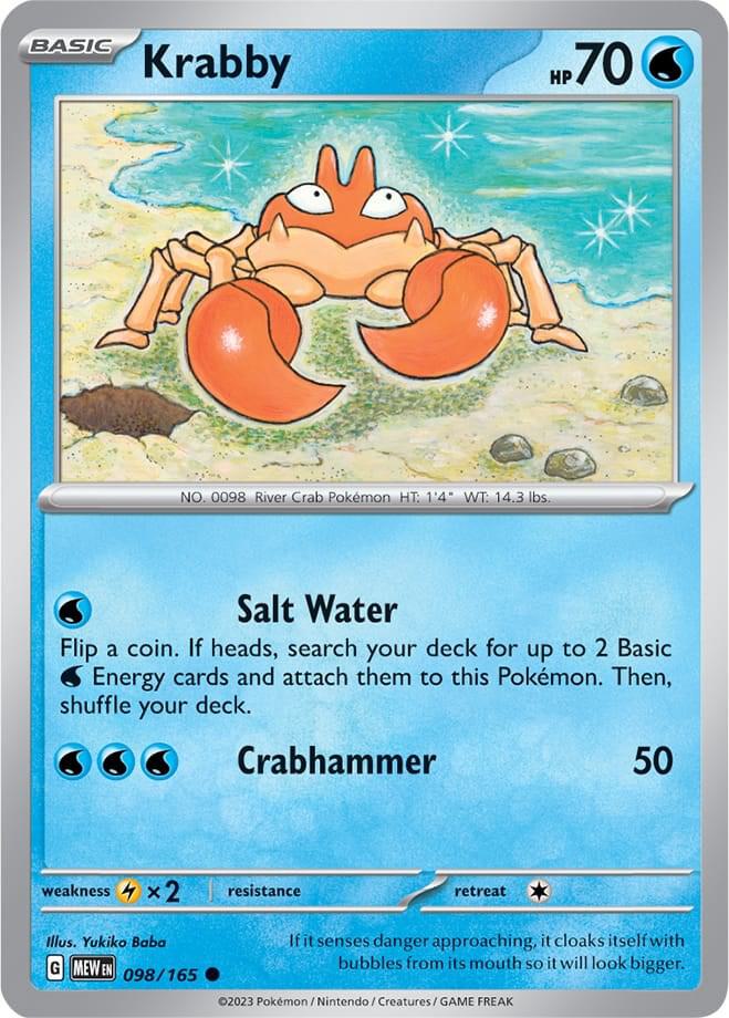 Krabby Common Reverse Holo MEW 098/165 NM