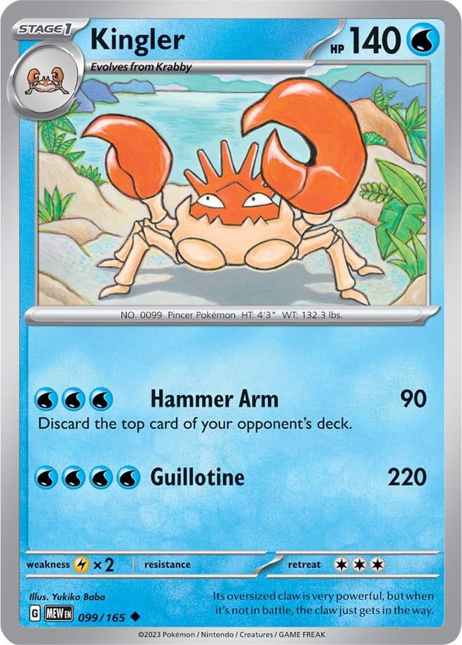 Kingler Uncommon Regular MEW 099/165 NM