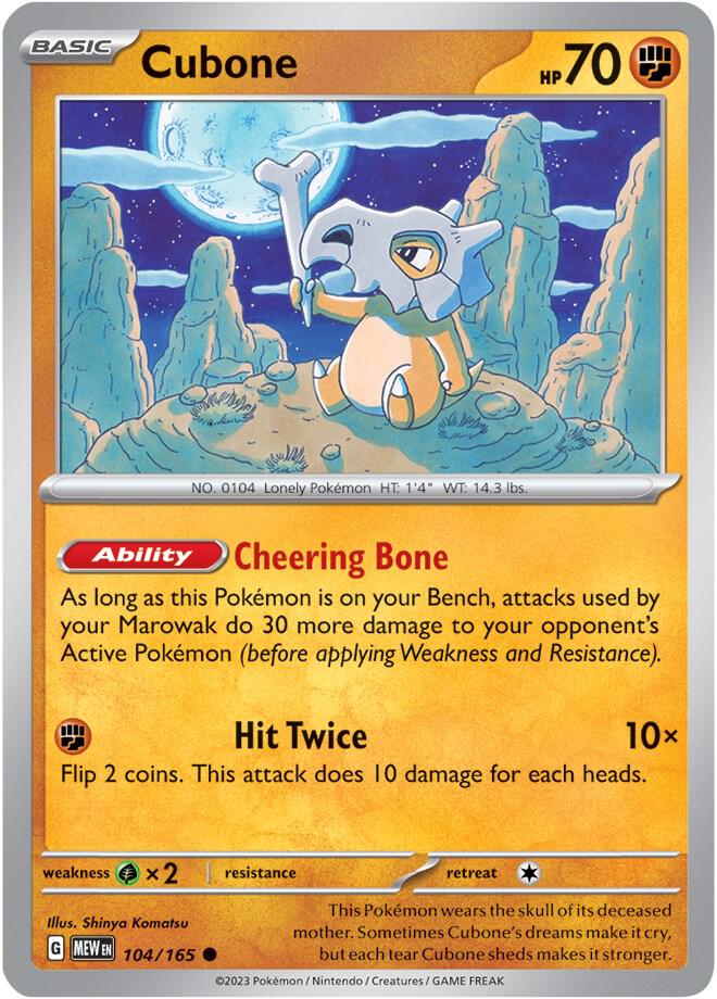 Cubone Common Regular MEW 104/165 NM