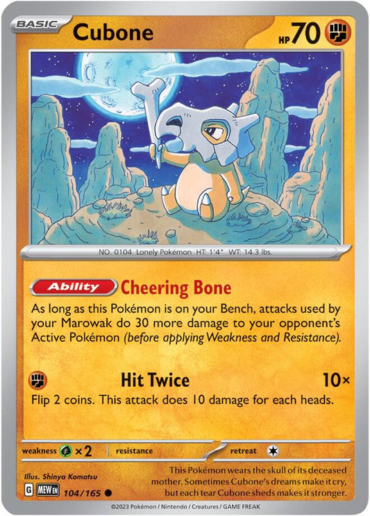 Cubone Common Regular MEW 104/165 NM
