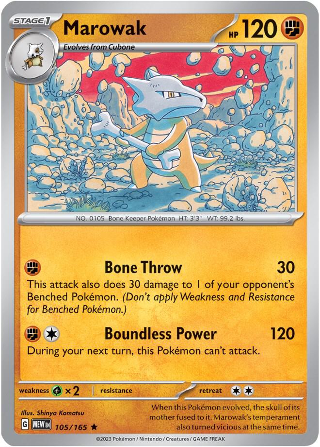 Marowak Rare Holo MEW 105/165 NM