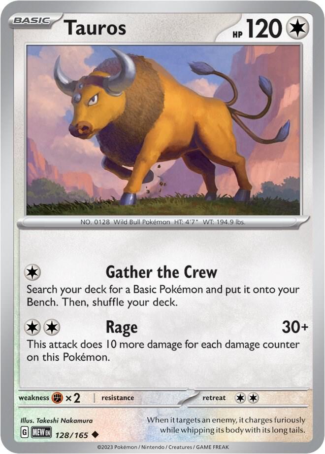 Tauros Uncommon Regular MEW 128/165 NM