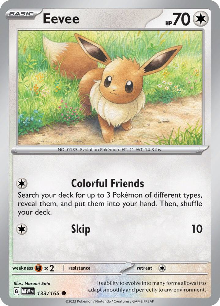 Eevee Common Regular MEW 133/165 NM