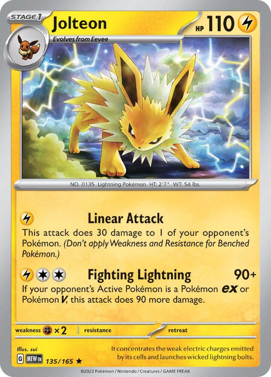 Jolteon Rare Reverse Holo MEW 135/165 NM
