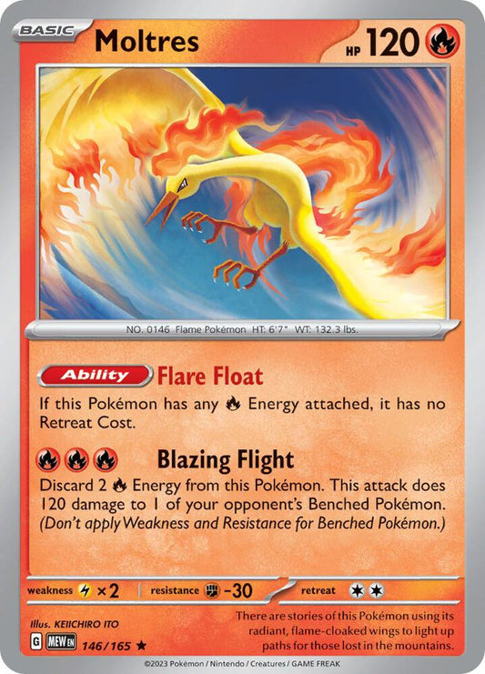 Moltres Rare Reverse Holo MEW 146/165 NM