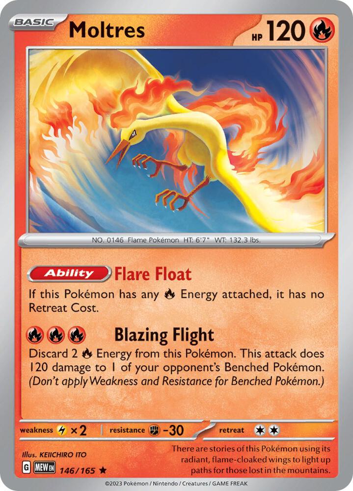 Moltres Rare Holo MEW 146/165 NM