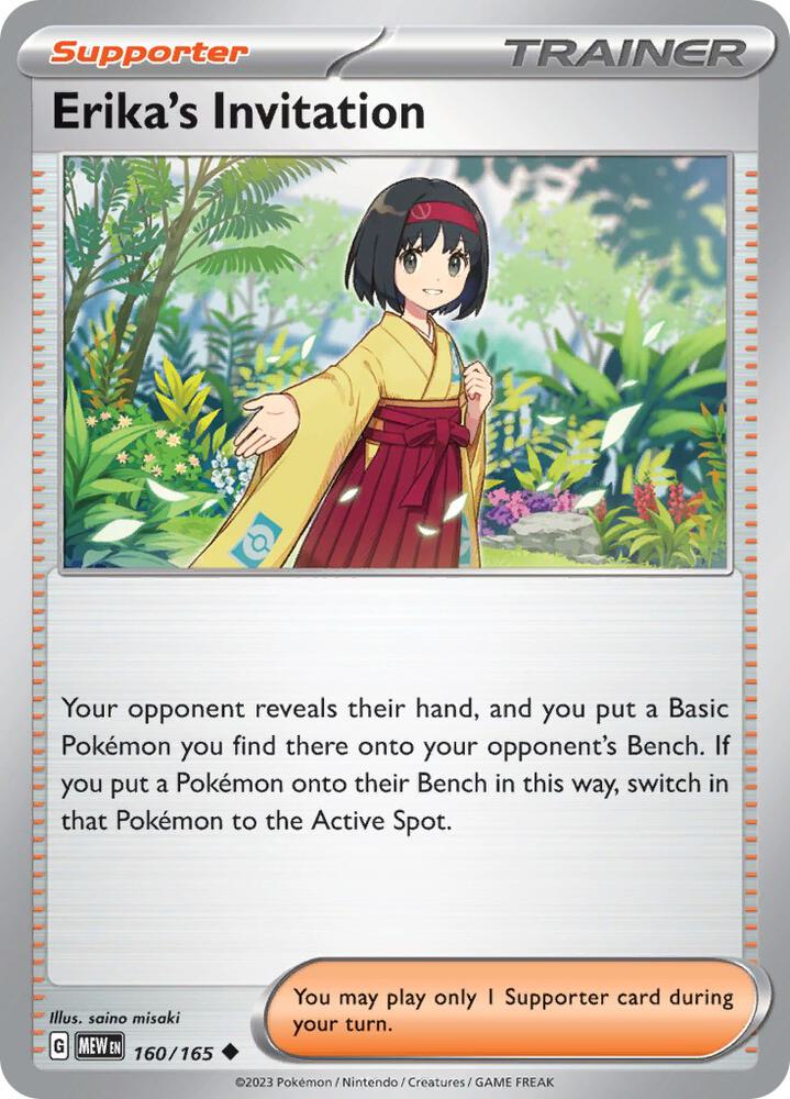Erika's Invitation Uncommon Reverse Holo MEW 160/165 NM