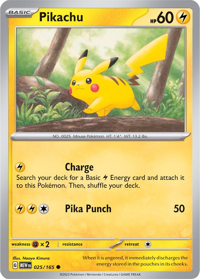 Pikachu Common Regular MEW 025/165 NM