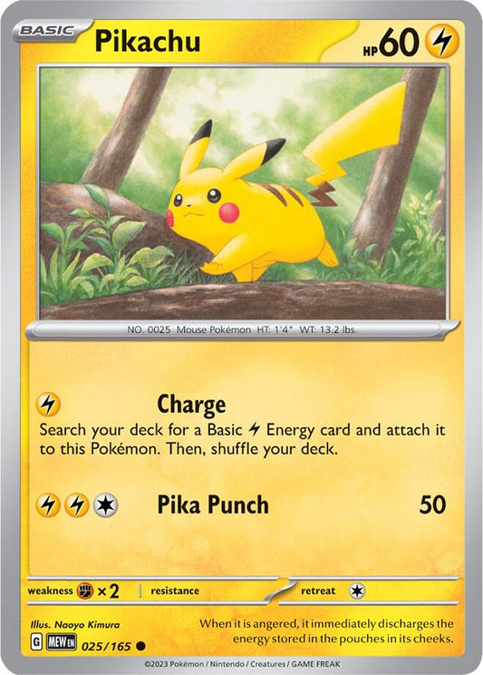 Pikachu Common Regular MEW 025/165 NM