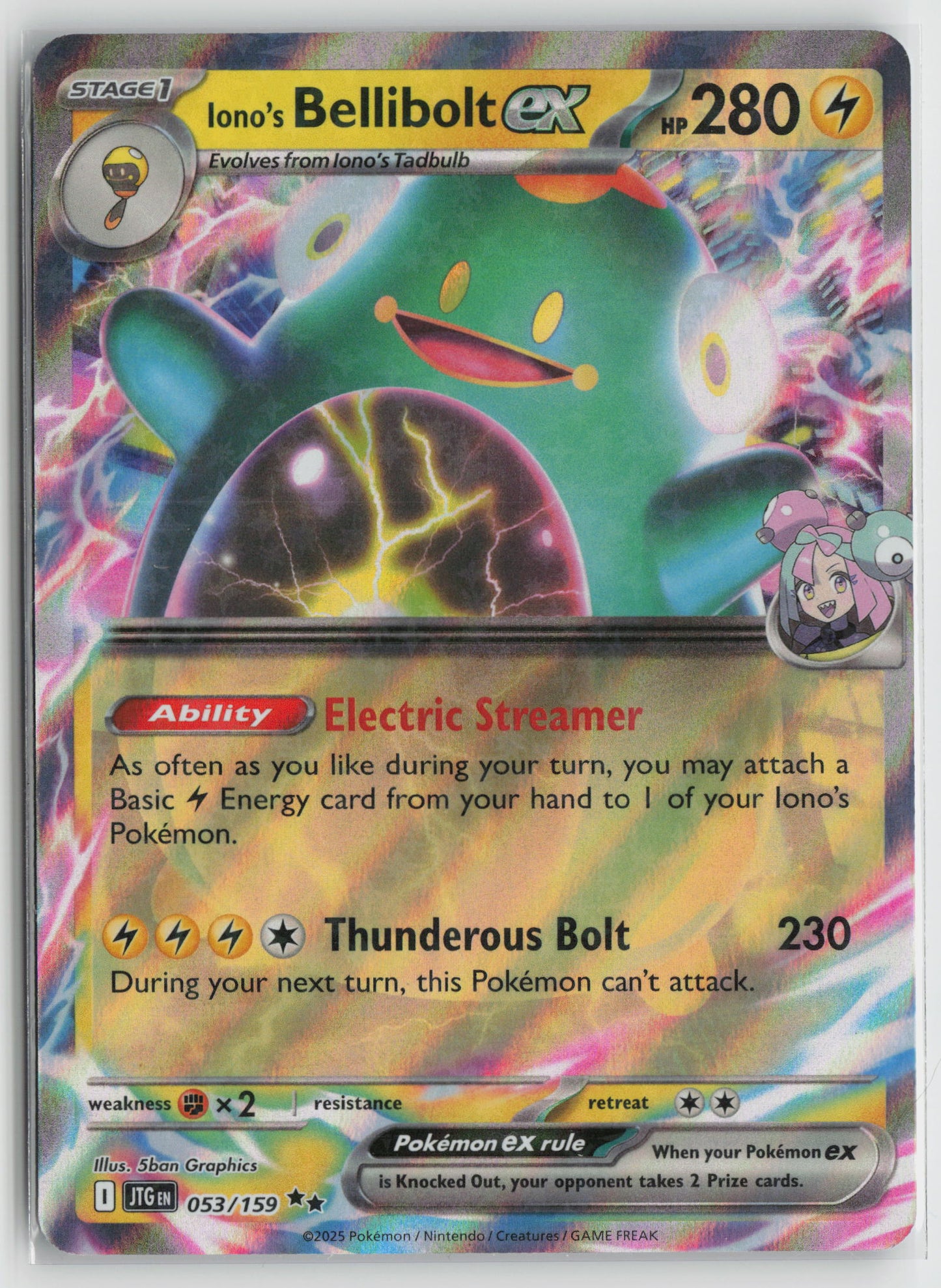 Iono's Bellibolt ex - Double Rare SV09: Journey Together 053/159 NM