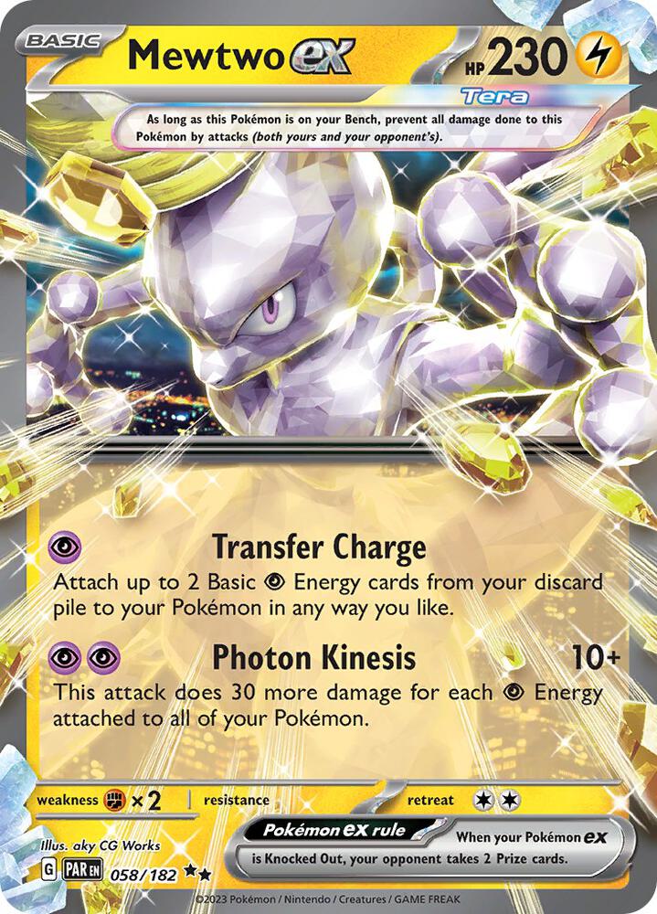 Mewtwo ex Double Rare Holo PAR 058/182 NM