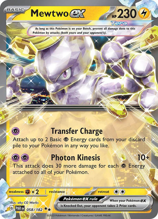 Mewtwo ex Double Rare Holo PAR 058/182 NM