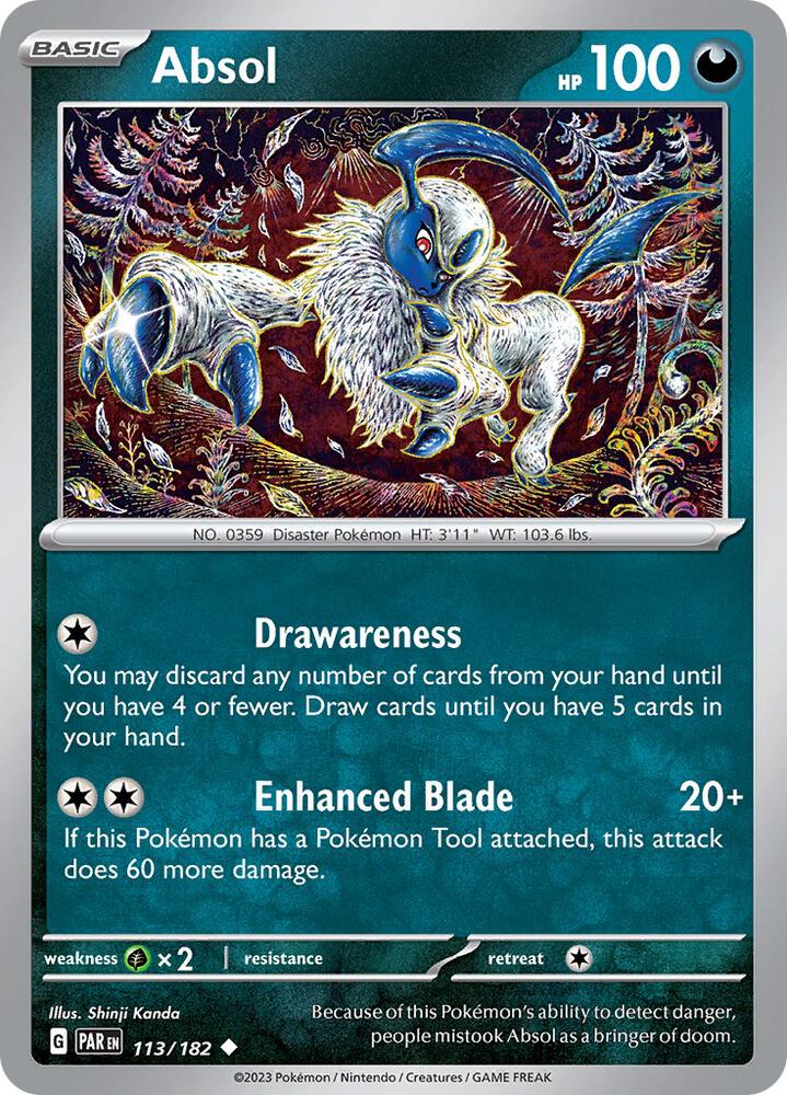 Absol Uncommon Reverse Holo PAR 113/182 NM
