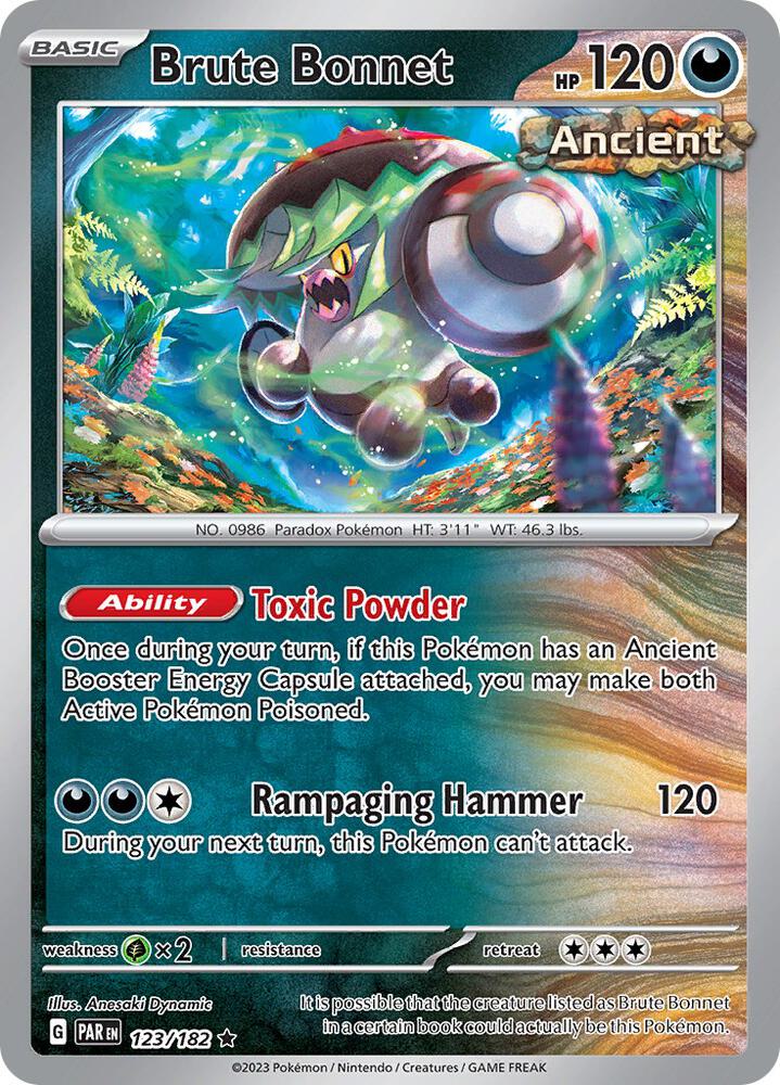 Brute Bonnet Rare Reverse Holo PAR 123/182 NM