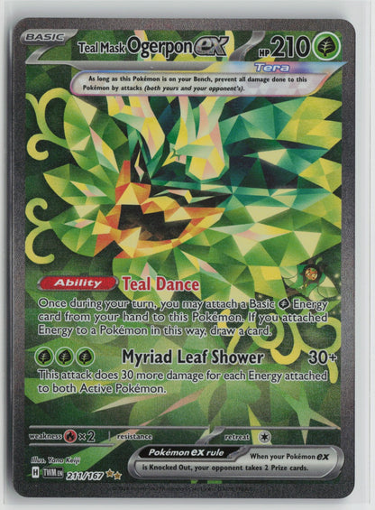 Teal Mask Ogerpon ex - Special Illustration Rare Holo TWM 211/167 NM