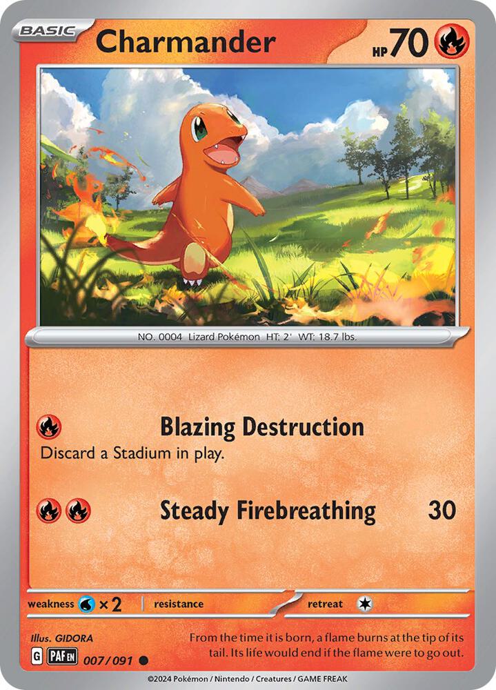 Charmander Common Reverse Holo PAF 007/091 NM
