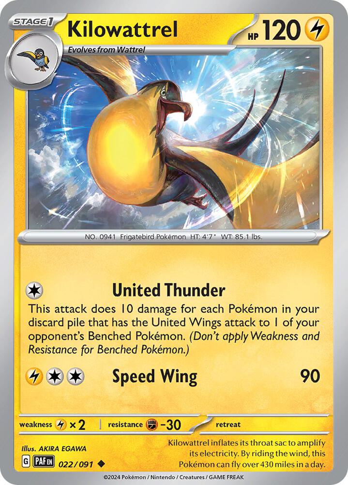 Kilowattrel Uncommon Reverse Holo PAF 022/091 NM