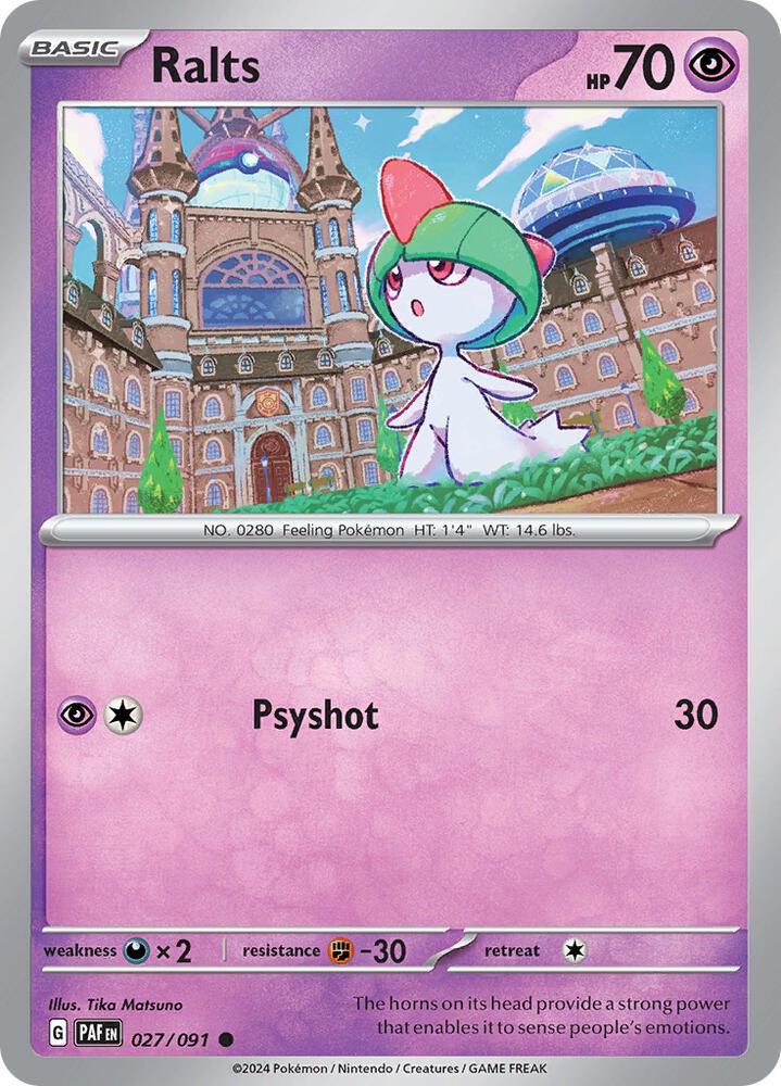 Ralts Common Reverse Holo PAF 027/091 NM
