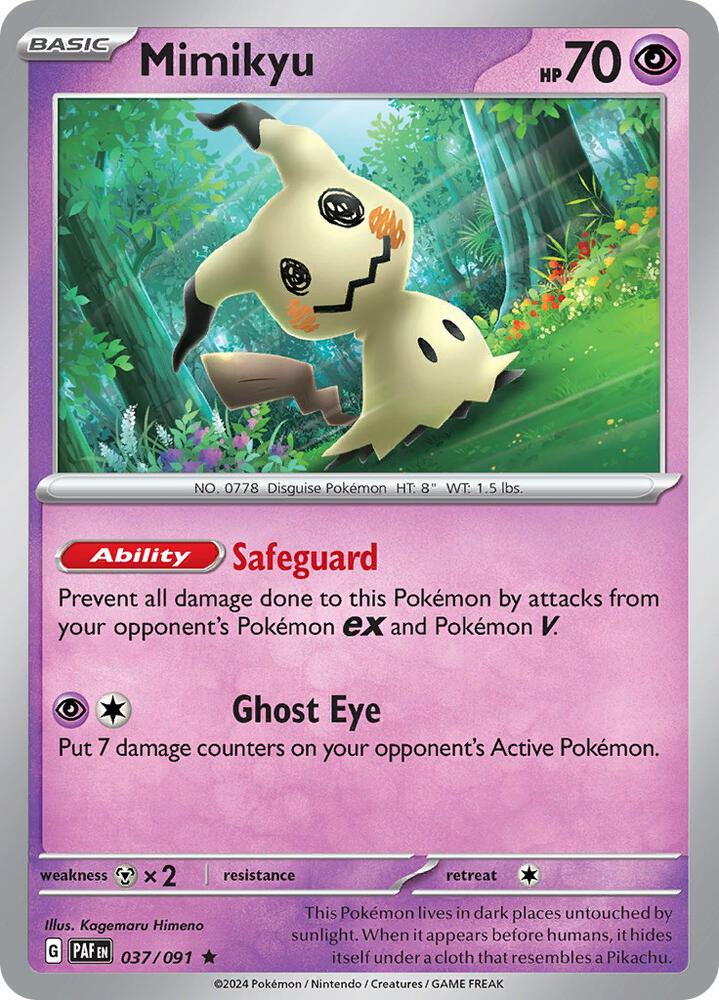 Mimikyu Rare Reverse Holo PAF 037/091 NM