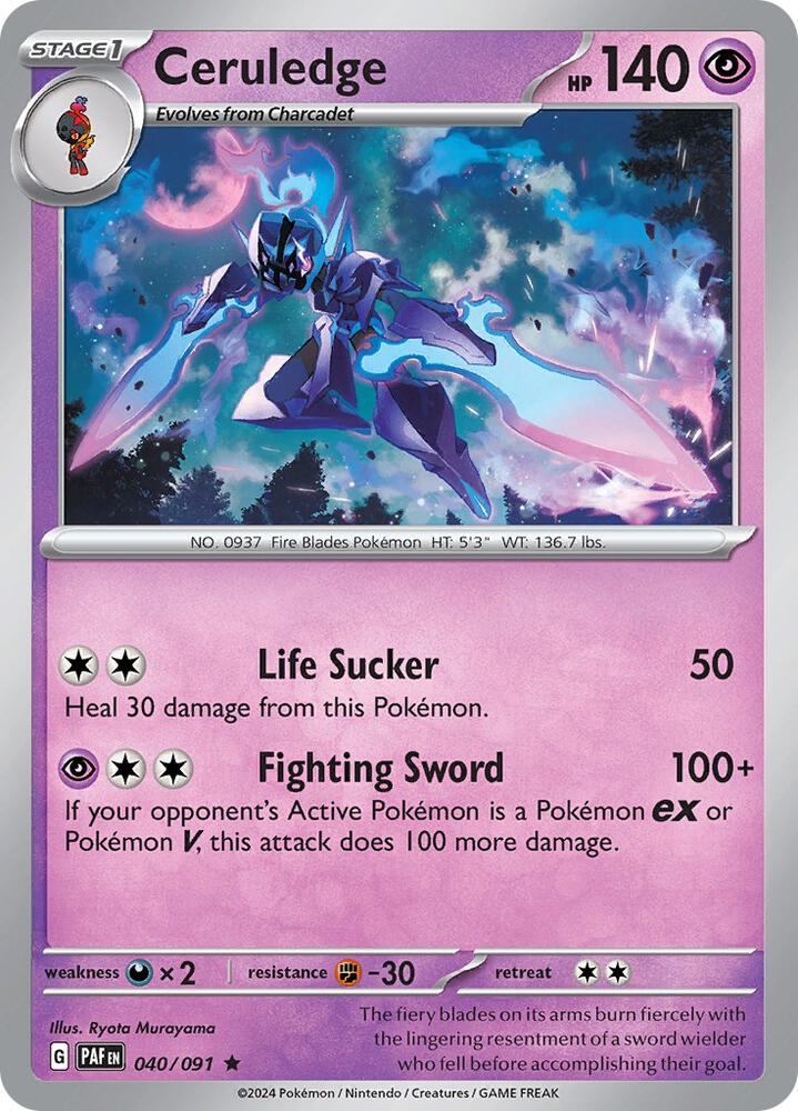 Ceruledge Rare Reverse Holo PAF 040/091 NM