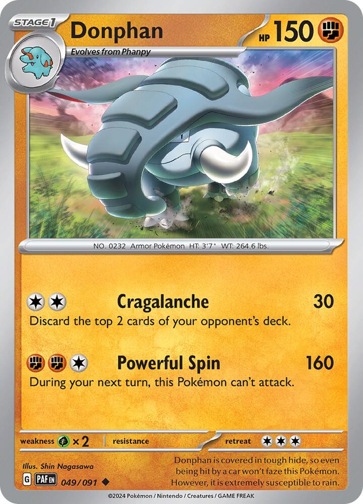 Donphan Uncommon Reverse Holo PAF 049/091 NM