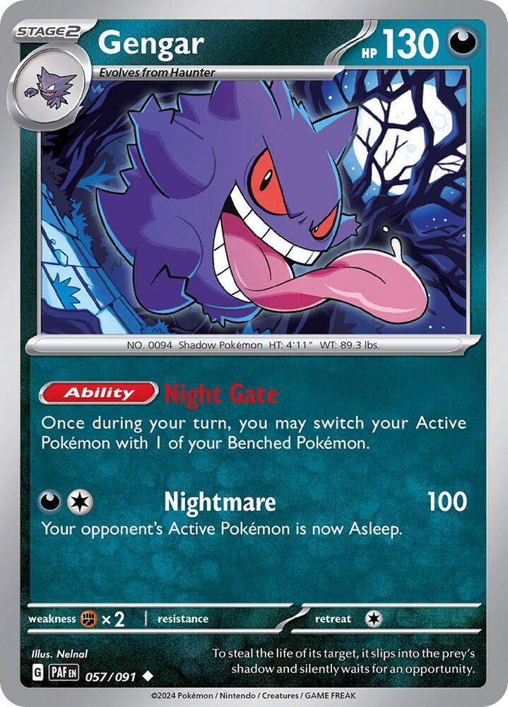 Gengar Uncommon Regular PAF 057/091 NM