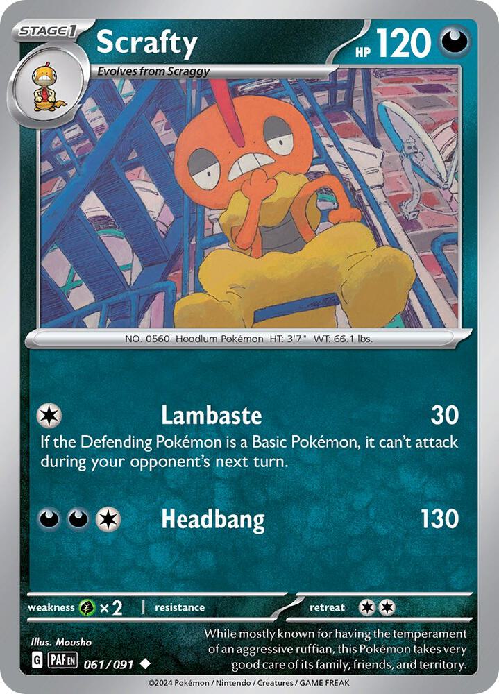 Scrafty Uncommon Reverse Holo PAF 061/091 NM