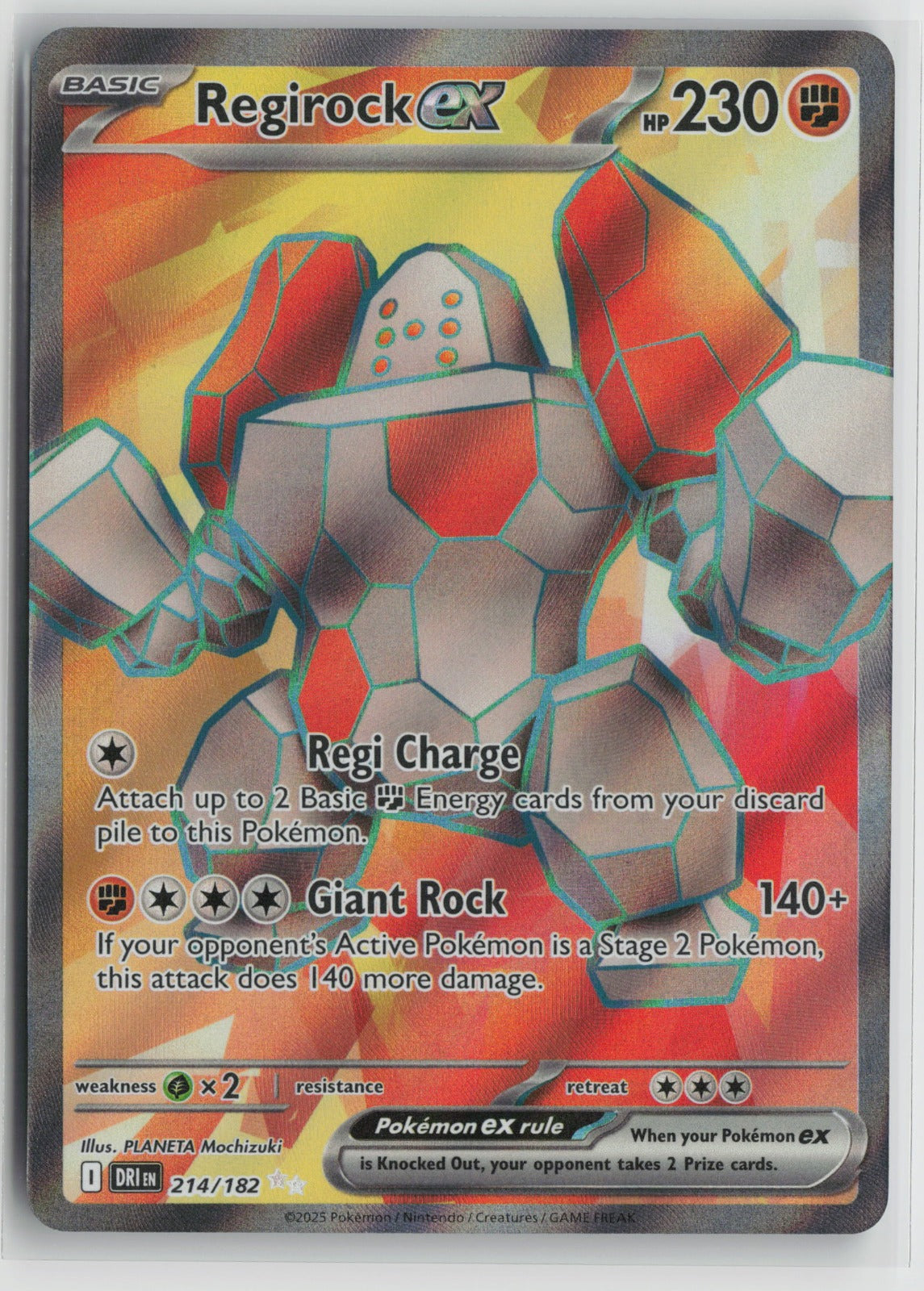 Regirock ex - Ultra Rare Holo DRI 214/182 NM