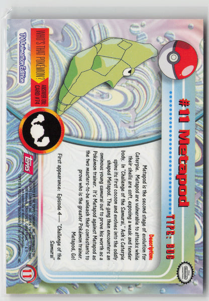 Metapod #11 Topps TV Animation Series 1999 Non-Holo NM (Back)