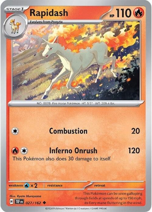 Rapidash Uncommon Reverse Holo TEF 027/162 NM