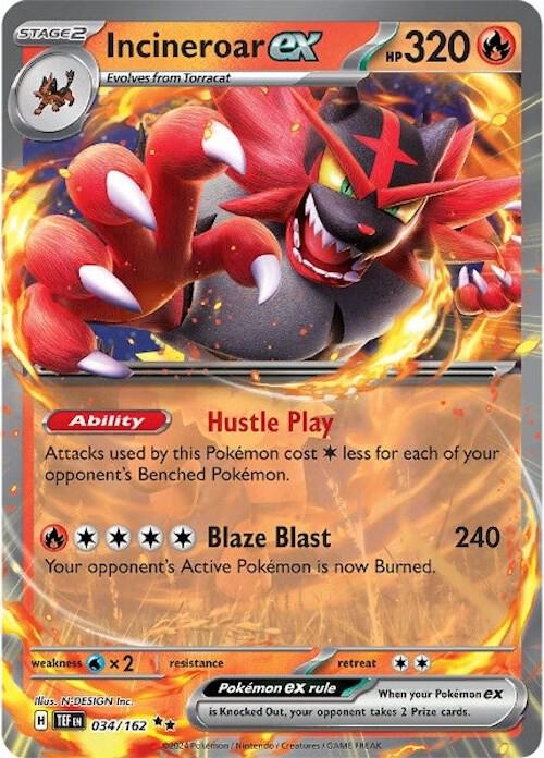 Incineroar ex Double Rare Holo TEF 034/162 NM