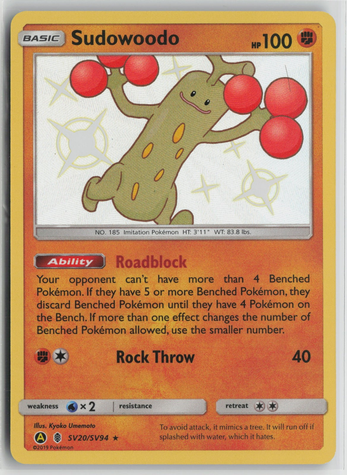 Sudowoodo Shiny Holo Rare Holo HIF:SV SV20/SV94 NM
