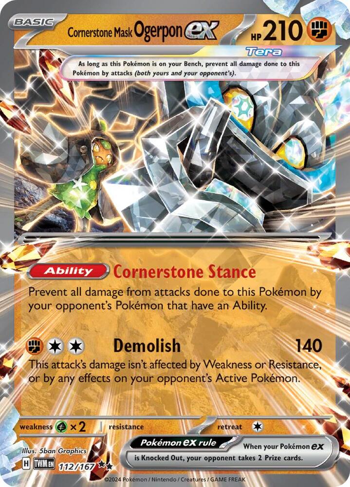 Cornerstone Mask Ogerpon ex Double Rare Holo TWM 112/167 NM