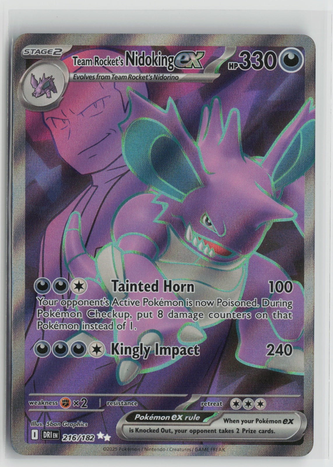 Team Rocket's Nidoking ex Ultra Rare Holo DRI 216/182 NM
