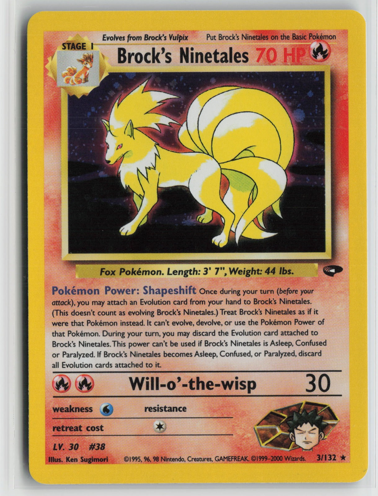 Brock's Ninetales Holo Rare Unlimited G2 003/132 NM