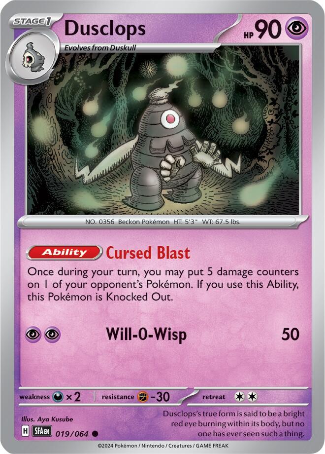 Dusclops Common Reverse Holo SFA 019/064 NM