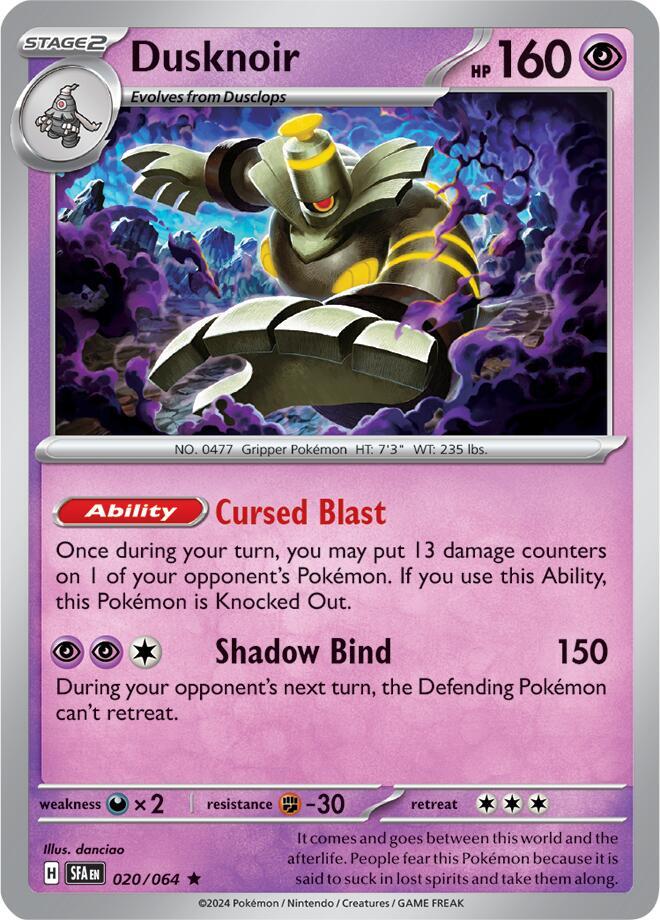 Dusknoir Rare Holo SFA 020/064 NM