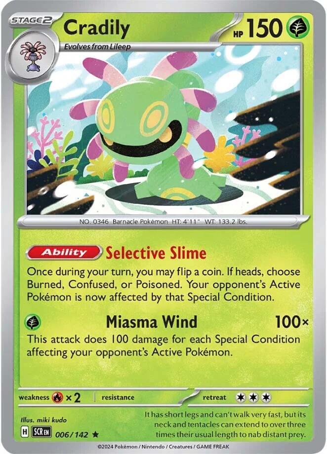 Cradily Rare Holo SCR 006/142 NM