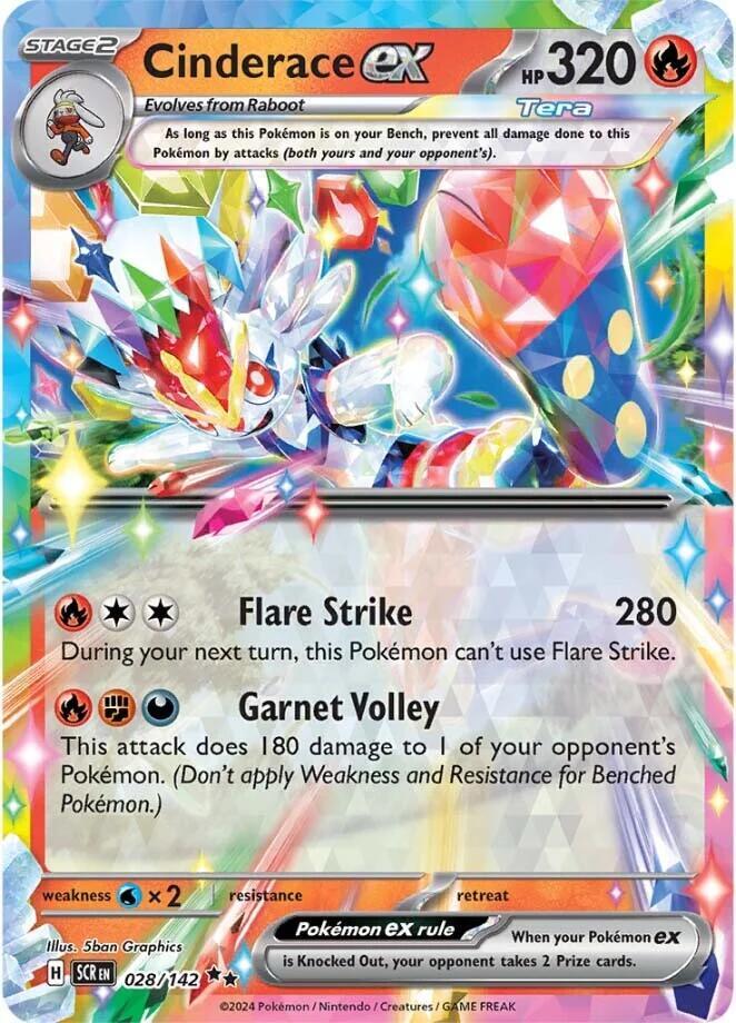 Cinderace ex Double Rare Holo SCR 028/142 NM