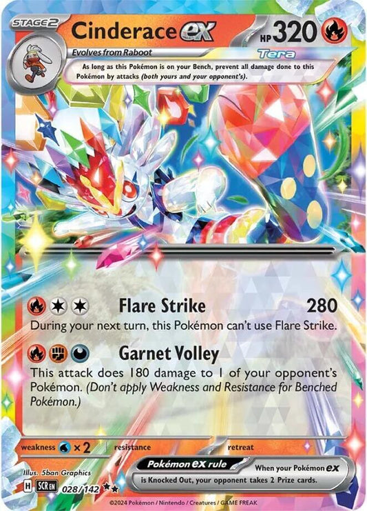 Cinderace ex Double Rare Holo SCR 028/142 NM