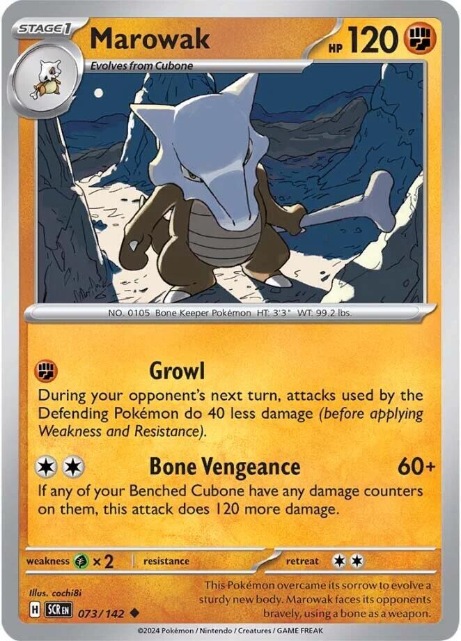 Marowak Uncommon Regular SCR 073/142 NM