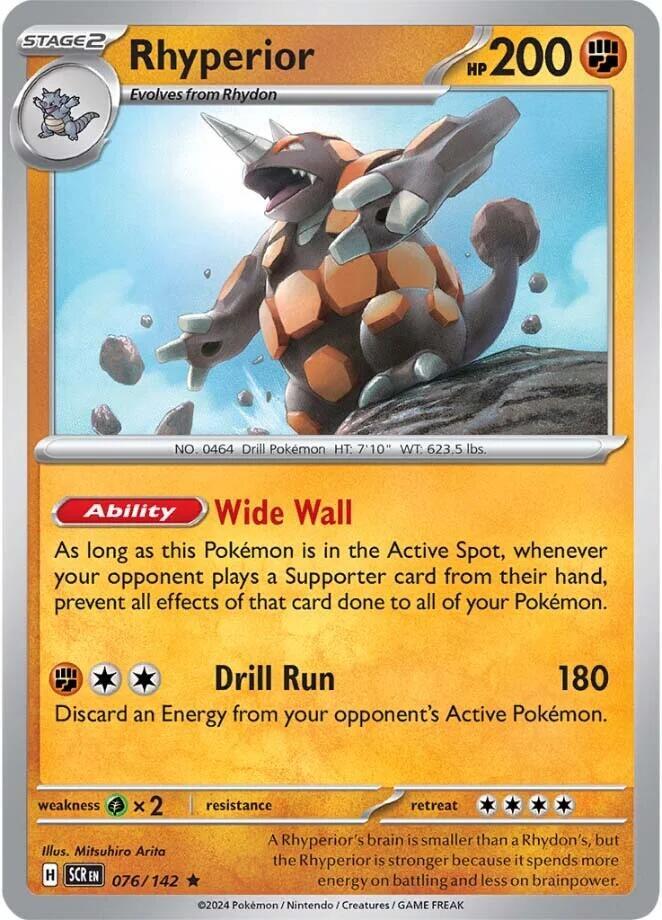 Rhyperior Rare Holo SCR 076/142 NM